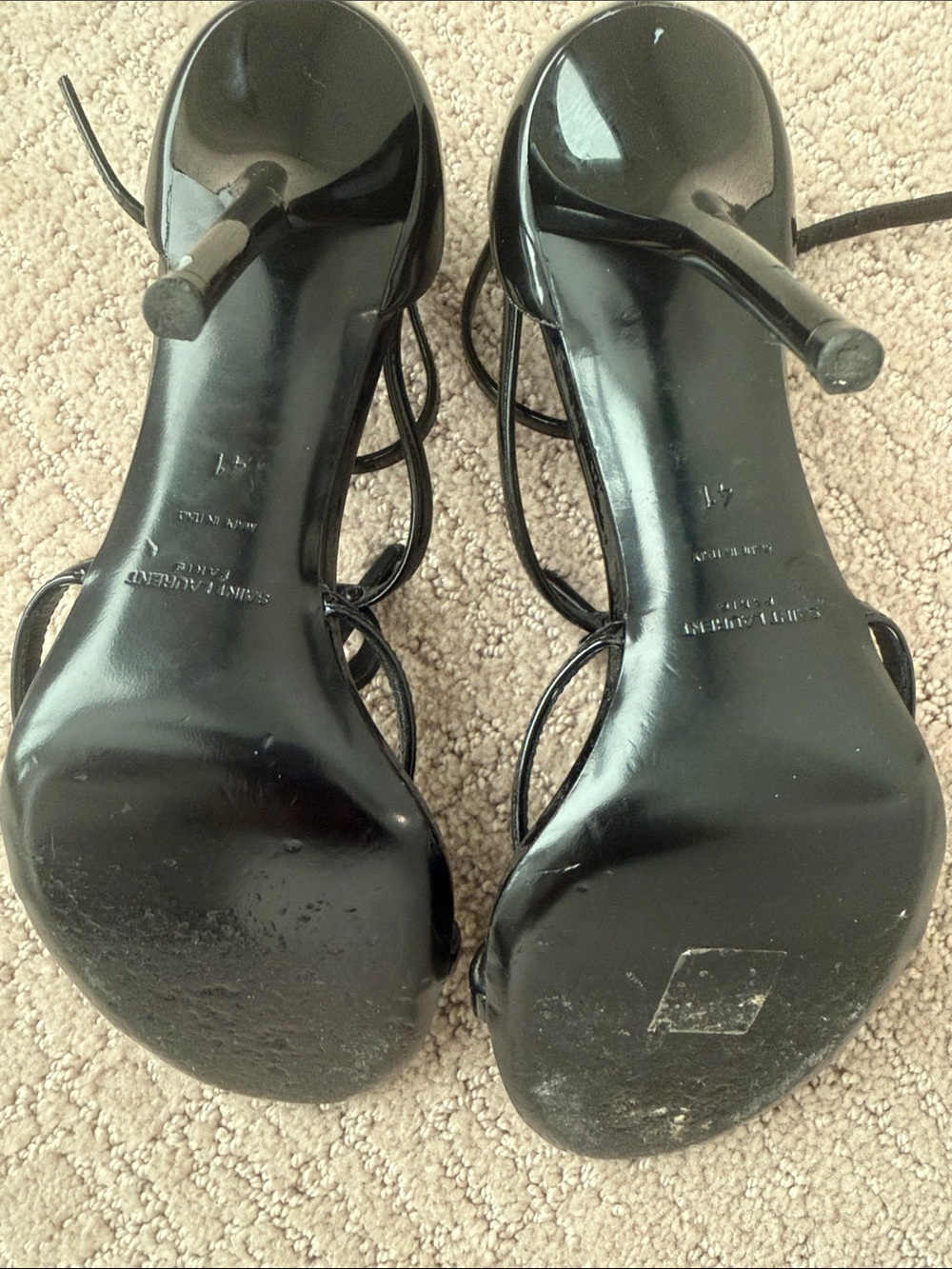 Saint Laurent Black Patent Ankle-Strap Cassandra Heels - Picture 8 of 8